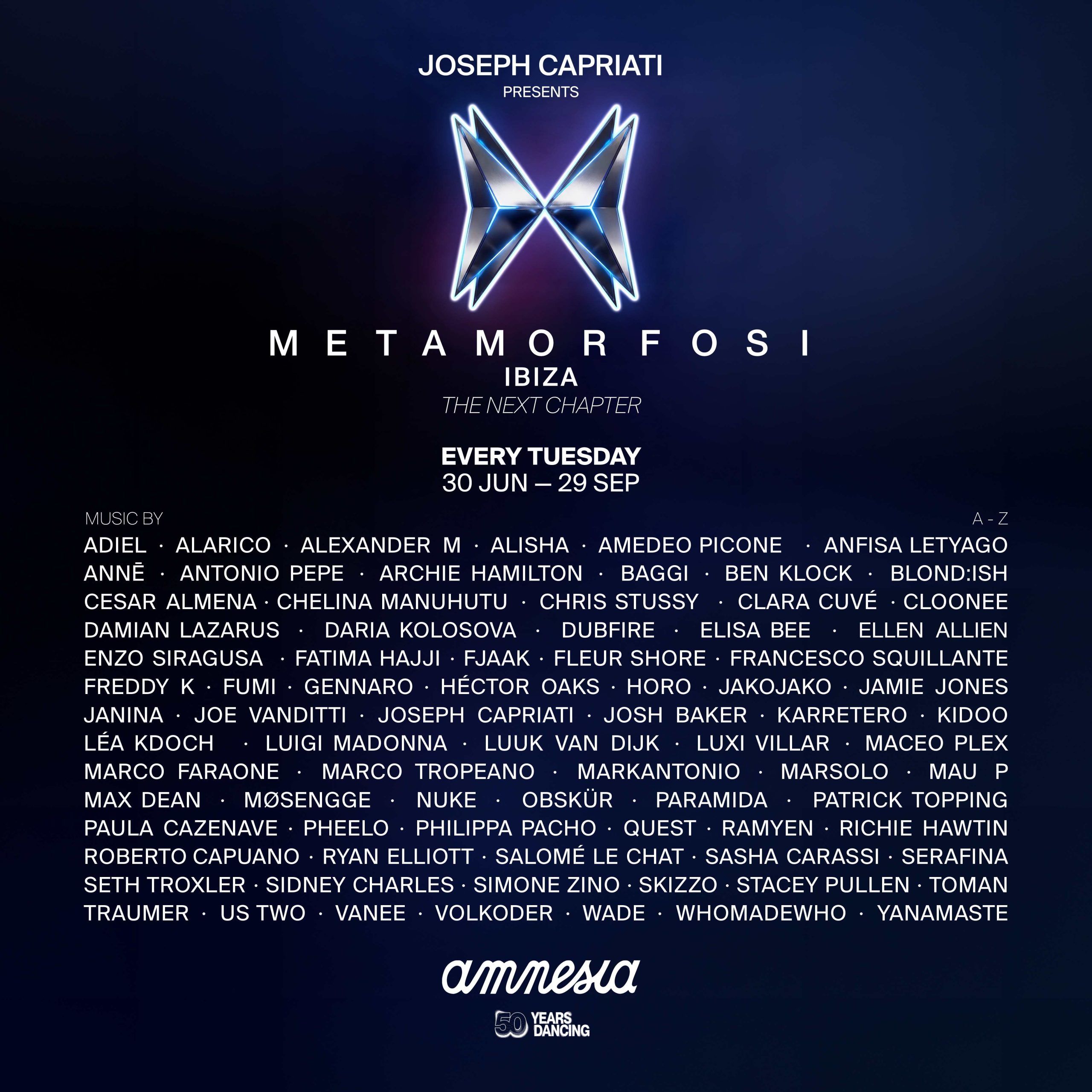 NDD-ARTWORK GENERALE Ibiza Amnesia LINE UP SQUARE 1080x1080 scaled